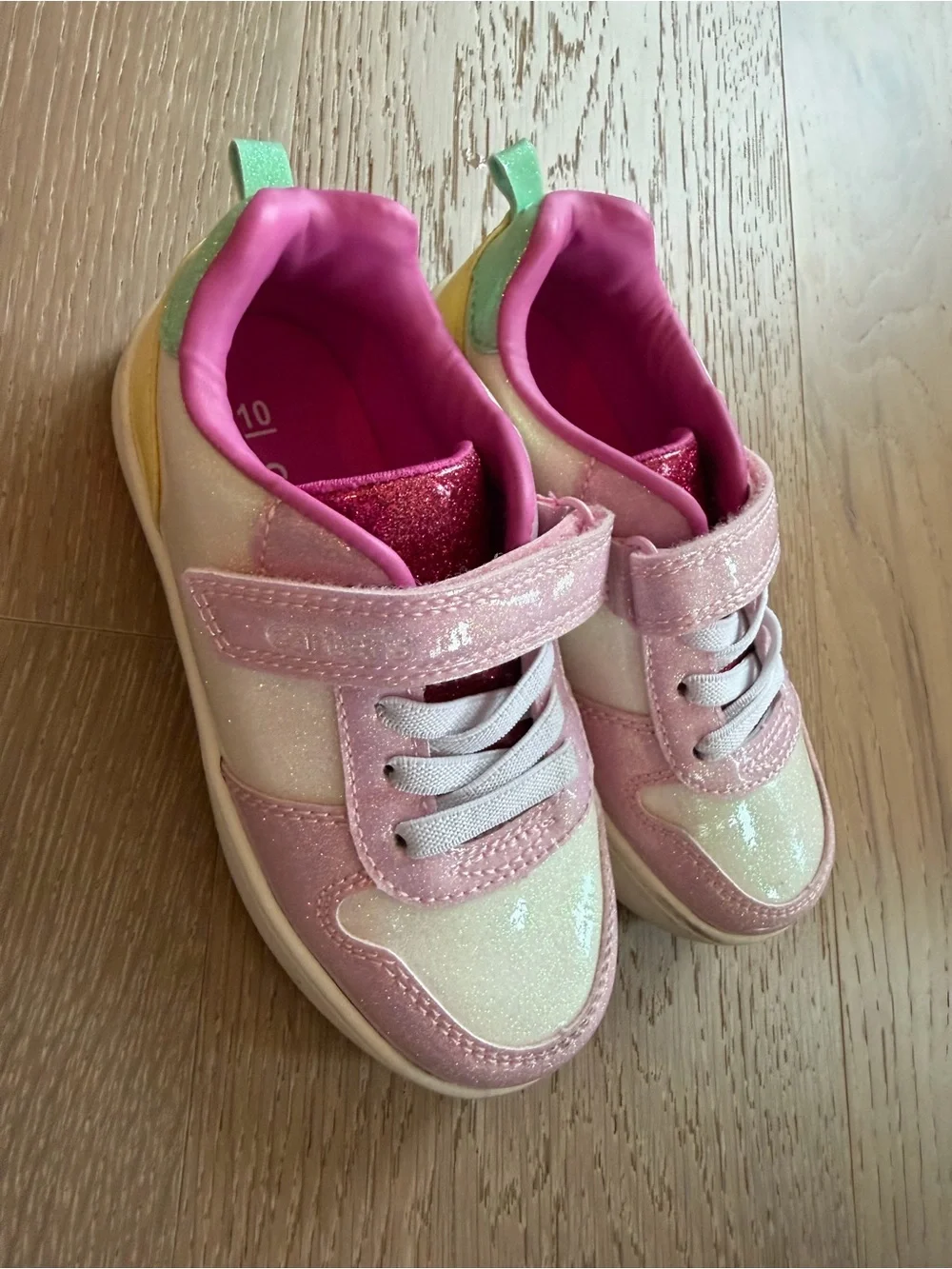 Carter’s Girls Glitter Sneakers Pink Rainbow Size 10